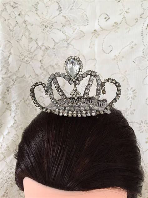 Tiara Comb Glass Rhinestone Princess Tiara Comb 1005 Etsy Tiara