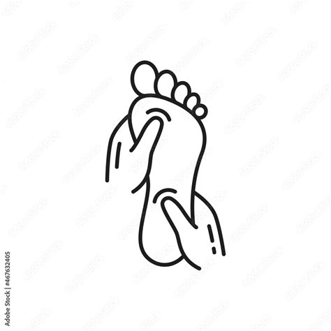 Reflexology Foot Massage Isolated Outline Icon Vector Reflexing Points On Feet Pedicure Woman