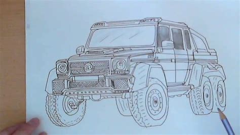 How To Draw A Mercedes G63 6x6 Amg Brabus 700 Car Youtube