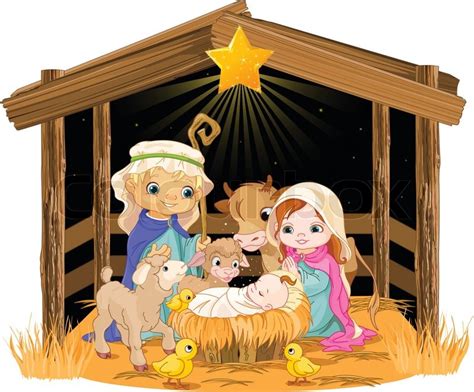 Cartoon Manger Scene Nativity Jesus Manger Baby Scene Cartoon Mary Draw Drawing Joseph Virgin