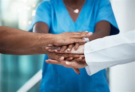 Medical Team Support And Diversity Hands Of Hospital Nurse Doctor And