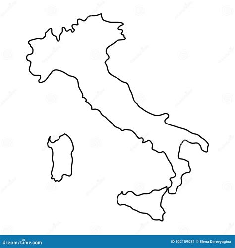 Mappa Di Contorno Dellitalia Di Colore Nero Mappa Politica Italiana