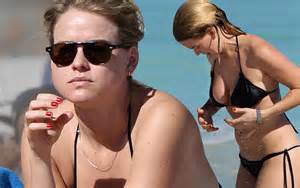 Alice Eve Very Nearly Spills Out Of Her Black Bikini On Miami Beach