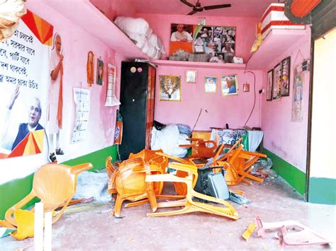 Lok Sabha Elections Bjp Office Vandalised 2 Hurt Tmc Blamed