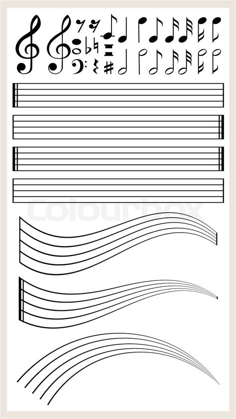 Blank Music Paper With Different Notes Stock Vector Colourbox