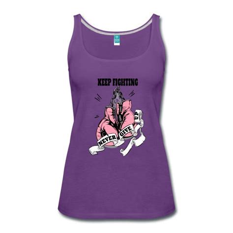 Keep Fighting Never Give Up Pink Womens Premium Tank Top Trinium