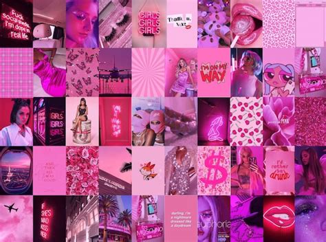 Photo Wall Collage Kit Boujee Hot Pink Baddie Aesthetic 2 Etsy Finland