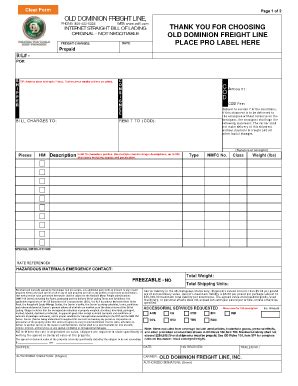 Bill Of Lading Form Old Dominion Templates Resume Examples Free