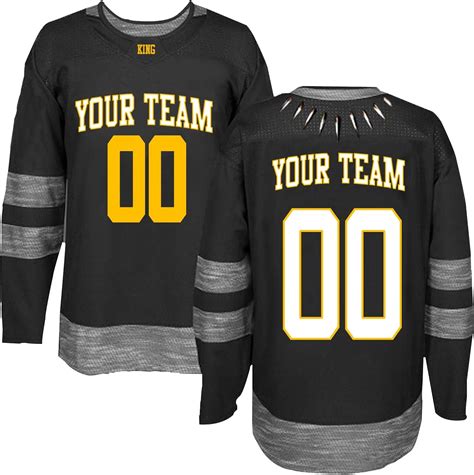 Jersey Custom Stitched Ice Hockey Black Embroidery Gold Name And Number