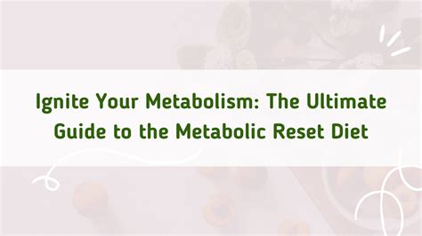 The Metabolic Reset Diet Understanding Its Benefits And Downsides