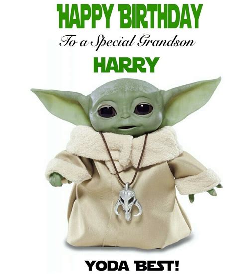 Baby Yoda Birthday Card Personalised Male Female Etsy UK