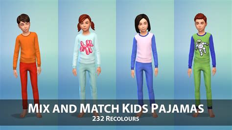 My Sims 4 Blog Mix And Match Kids Pajamas 232 Recolors By Amethyst555