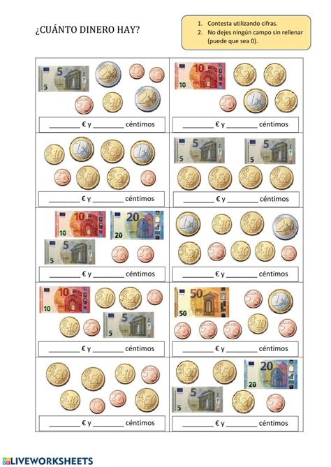 ¿cuánto Dinero Hay Ficha Interactiva Money Worksheets Teaching