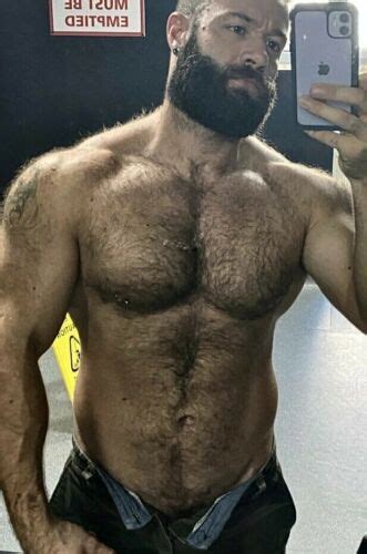 Shirtless Male Muscular Hairy Bearded Mature Man Beefy Beefcake Photo 4x6 B1113 Ebay