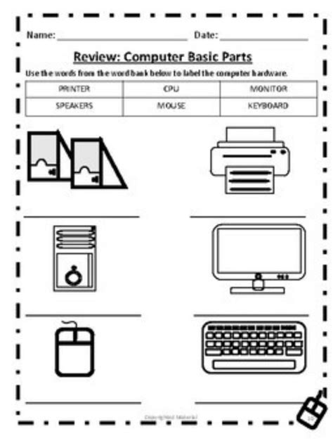 Computer Basic Parts Worksheet Computer Basic Computer Basics Word