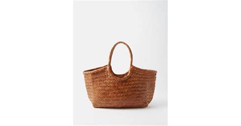 Dragon Diffusion Nantucket Large Woven Leather Basket Bag In Brown