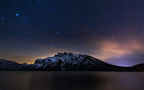 Stars Space Planet Mountains Snowy Peak Clouds Wallpapers Hd