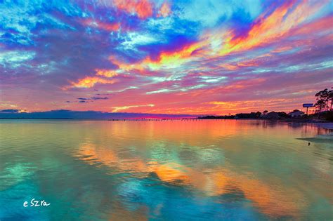 Navarre Florida Twilight Sea Pink Sunset Reflection Photograph By Eszra