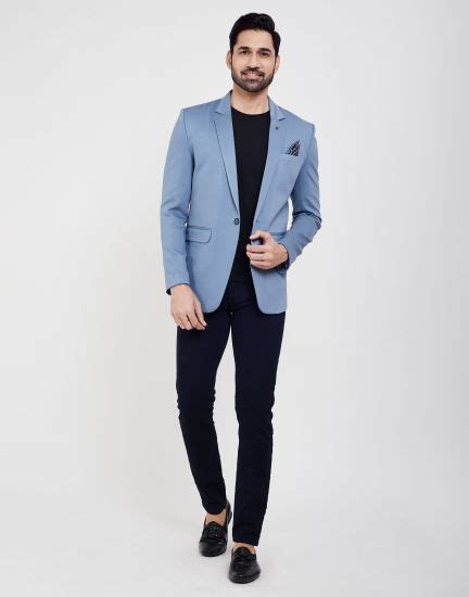 Sky Blue Fashionable And Stretchable Blazer In A Classy Design