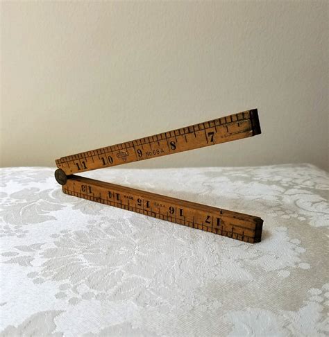 Vintage Stanley Folding Wood Ruler No 68a Boxwood With Brass