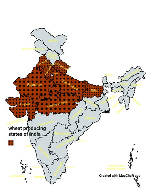 Locate And Shade Major Wheat Producing States In India On A Political
