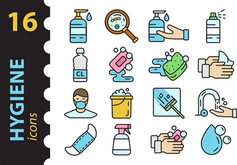 Set Of Hygiene Icons In A Modern Flat Style Simple Linear Vector