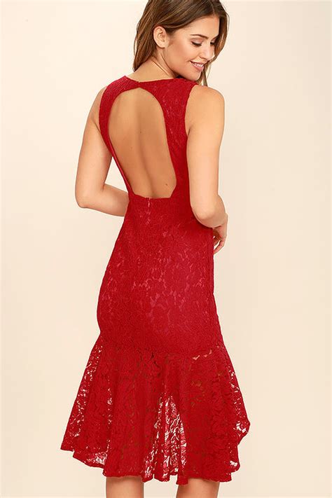 Sexy Red Dress Lace Dress Midi Dress Bodycon Dress 5700 Lulus