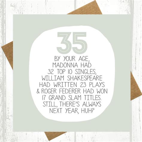 By Your Age Funny 35th Birthday Card By Paper Plane