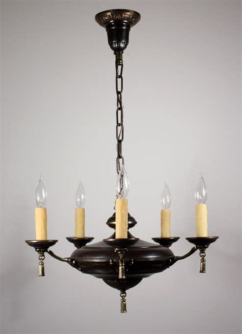 Up to 60% discount, buy now. Fabulous Antique Five-Light Brass Chandelier with Tassels ...