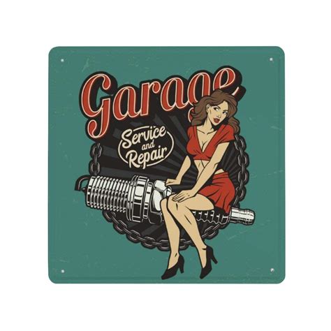 none brand sexy girl car machine vintage metal sign retro street sign rustic garage