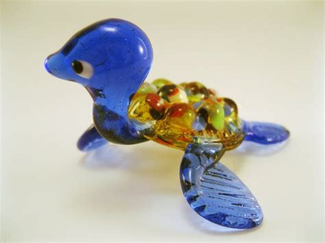Blown Glass Turtle Miniature Sculpture Figurine Etsy Glass Blowing