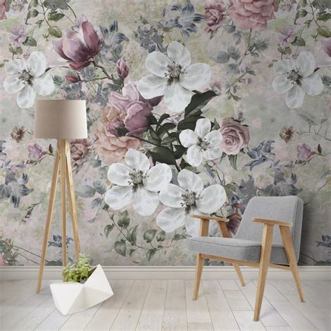 Floral Wallpaper Self Adhesive Peel And Stick Vintage Flowers Etsy