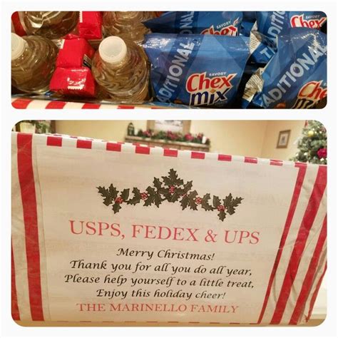 Leave a small token of gratitude (snack, gift, etc.) in the back of the mailbox with 'postal carrier' written on it so they know it is for them. Christmas gift for delivery men - USPS postman, UPS, FEDEX ...