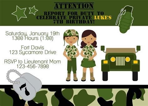 Army Soldier Birthday Party Invitation By Jaebirddesign On Etsy