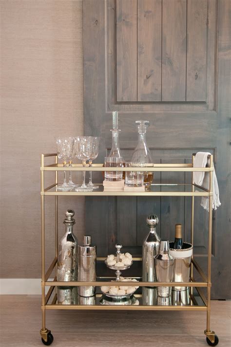 A Chic Bar Cart Like This One Full Of Glam Mixed Metallics Is A Must