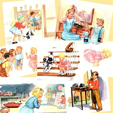 Vintage Illustrations From Dick Jane And Sally School Book For Etsy