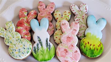 Watercolor Bunnies Easter Sugar Cookies Watercolor Cookies Hand