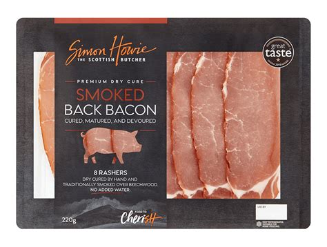 Premium Dry Cure Smoked Back Bacon 220g Simon Howie