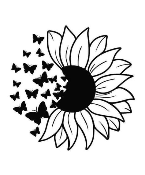 Butterfly Sunflower Butterflies Svg Imagination Drawing Cricut