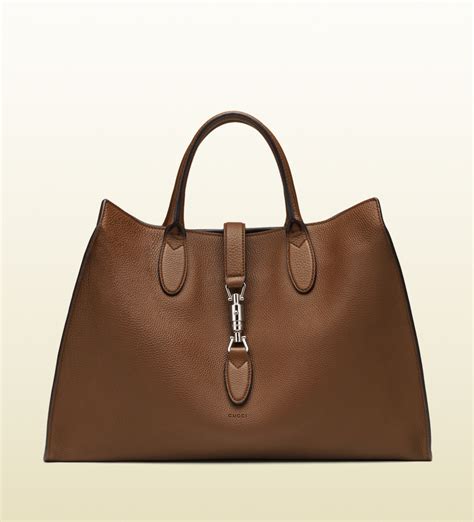 Gucci Jackie Soft Leather Top Handle Bag In Brown Nut Lyst