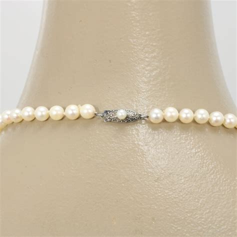 Vintage Mikimoto Pearl Necklace Sterling Silver S Japan Etsy