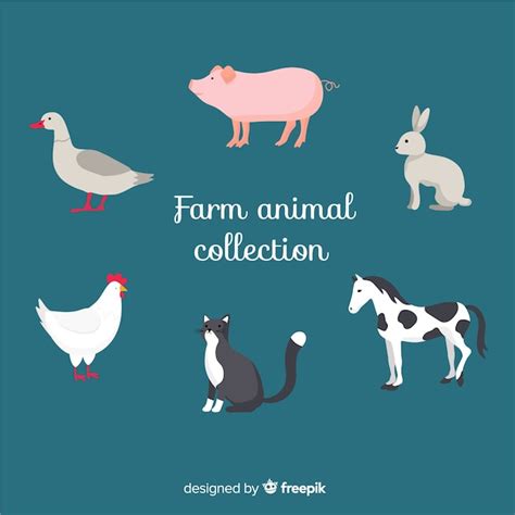 Free Vector Flat Farm Animal Collection