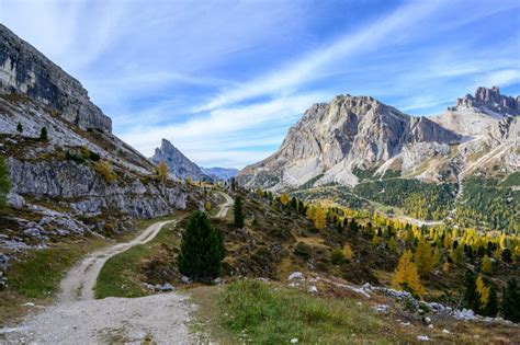 The Falzarego Pass In The Fall Stock Photo Image Of Hiking Dolomites