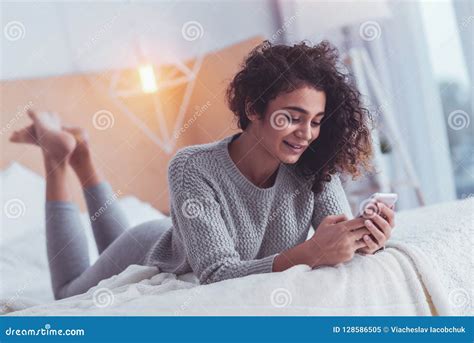 Relaxed Young Woman Feeling Relieved Lying In Bed Stock Image Image