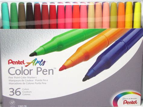 Pentel Color Pen Markers Fine Point 36 Colors New