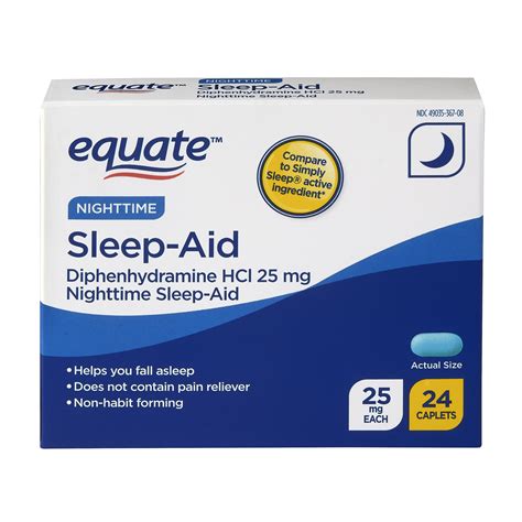 Equate Nighttime Sleep Aid Diphenhydramine Hci 25 Mg 24 Caplets