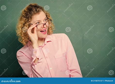 Adorable Nerd Woman School Teacher Shy And Pretty Lady Wear Eyeglasses