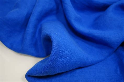 Linen Fabric Washed Linen 190gsm Bright Royal Blue Color
