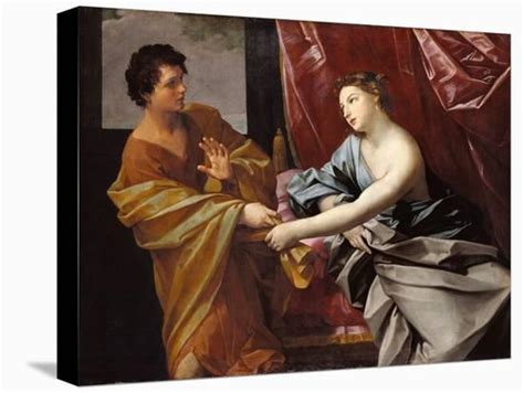 Joseph And Potiphar S Wife Stretched Canvas Print Guido Reni