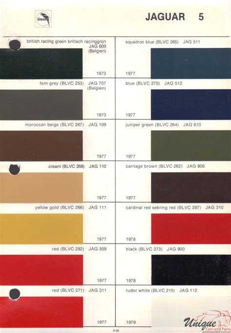 Jaguar Paint Chart Color Reference Paint Charts Color Painting